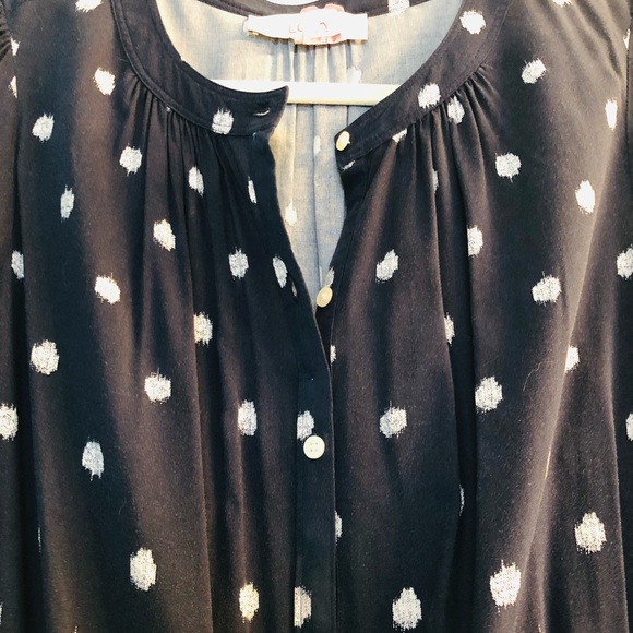 Loft Navy Polka Dot Shirtdress - Picture 2 of 6